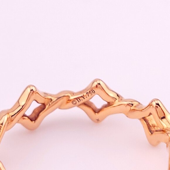 David Yurman 750 18K Rose Gold Quatrefoil Stack Venetian Band Ring Size 7 - Picture 7 of 8